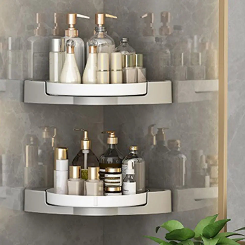 Plastic Rotating Corner Rack No Drilling Wall-Mounted Corner Shower Gel Storage Holder Space-Saving Large Capacity