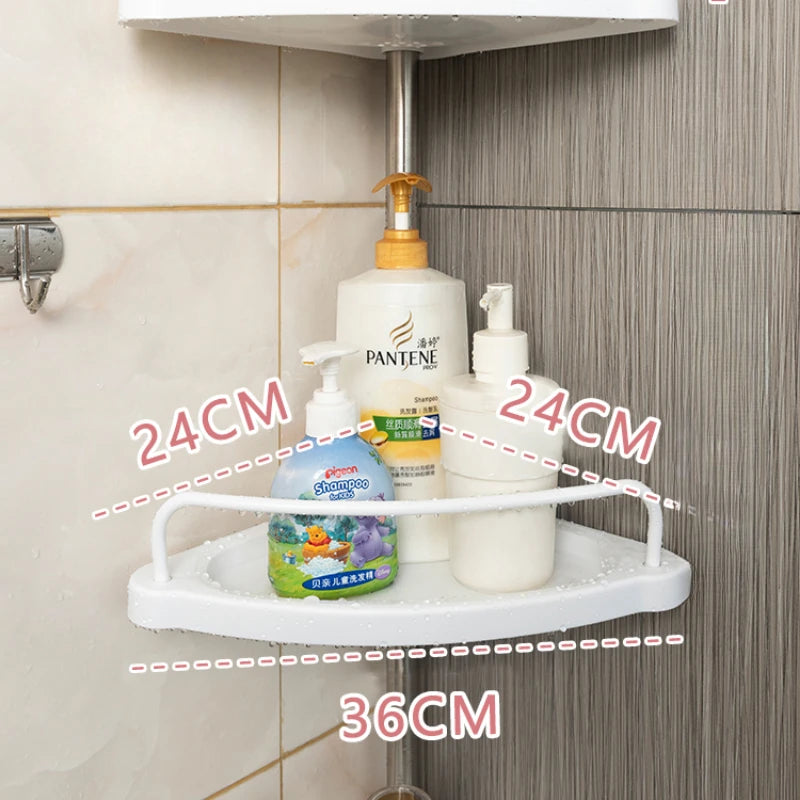 Bathroom Corner Shower Caddy Tension Pole Rust Proof Telescopic Rod 4 Tier Storage Rack Shower Organizer Modern Design