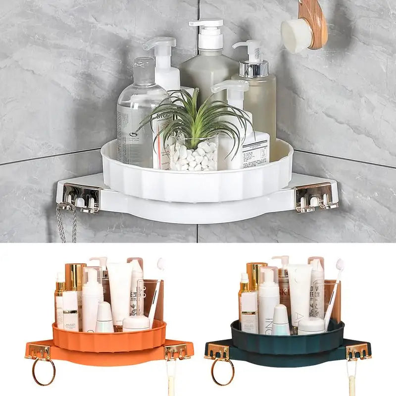 360 Rotating Triangle Bathroom Shelves Shampoo Storage Kitchen Corner Shelf No Punch Wall Mounted Caddies Shower Organizer