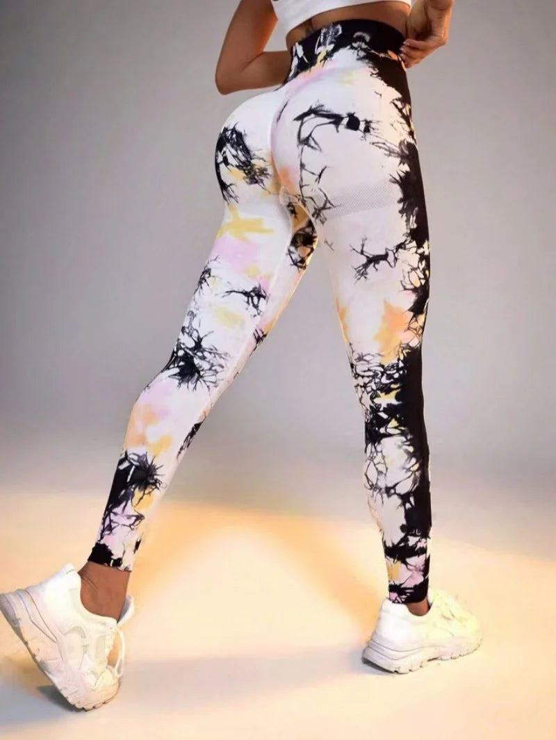 New 3D Print Tie Dye Sports Pants Women Seamless  Leggings High Waist Fitness Push Up Leggings Gym Clothing Workout Tights