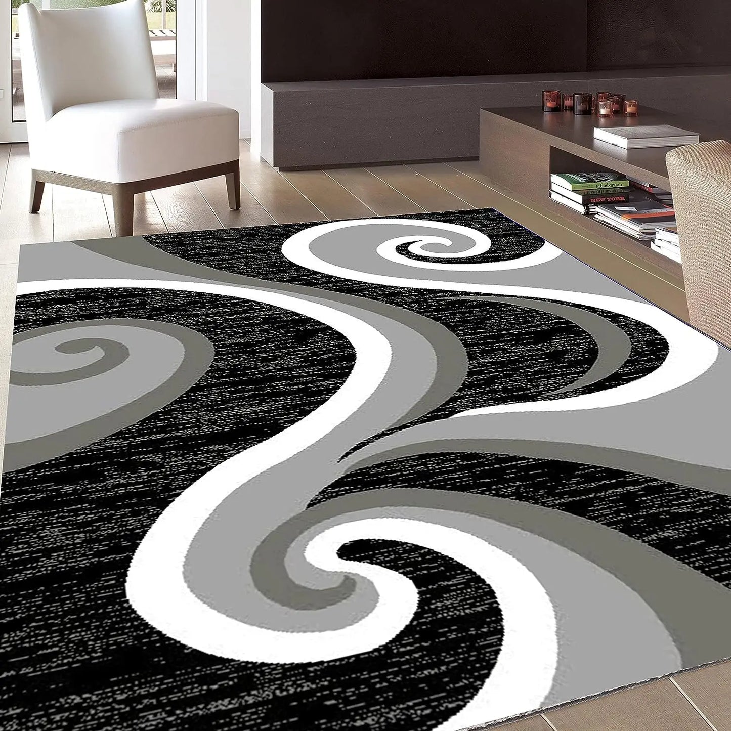 Modern Gray Black White Carpet for Living Room Decor Sofa Table Large Area Rugs Bedroom Anti-slip Floor Mat Hallway Alfombra