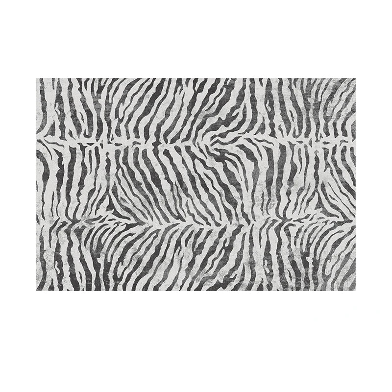 Art Zebra Pattern Carpet Black White Striped Rugs Retro Gray Lines Living Room Carpets Comfortable Machine Washable Bedroom Rug