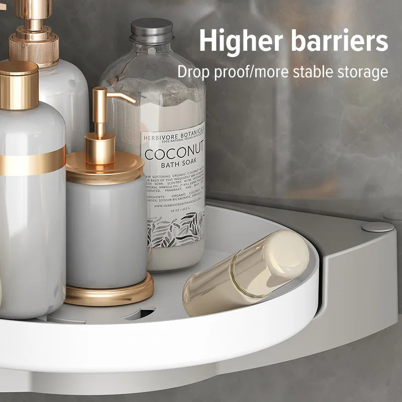 360° Rotate Corner Triangle Organizer Shelves Wall-Mounted Bathroom Rotating Shower Caddy Multi-Purpose Shower Gel Storage Rack