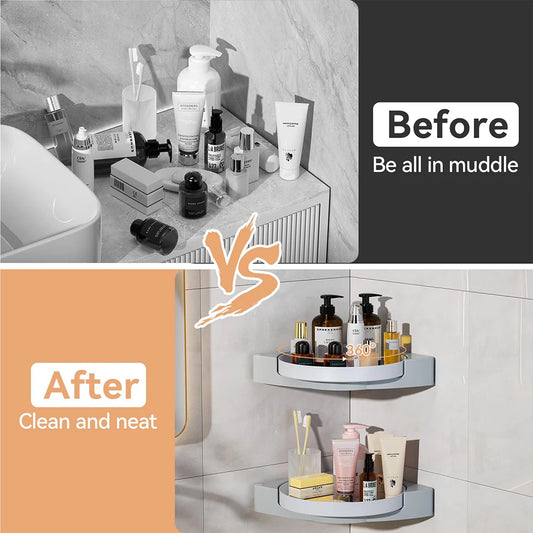 360° Rotating Shower Organizer Shelves Bathroom Corner Storage Shelves Waterproof Wall Shelf Free Punching Shower Caddy Rack