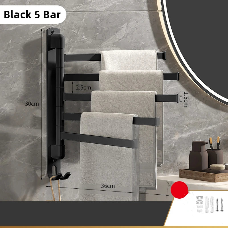 No Drill Bathroom Towel Rack Rotatable Black Corner Shelves Wall Mounted Shower Storage Rack Stainless Steel Kitchen Shelf Coat