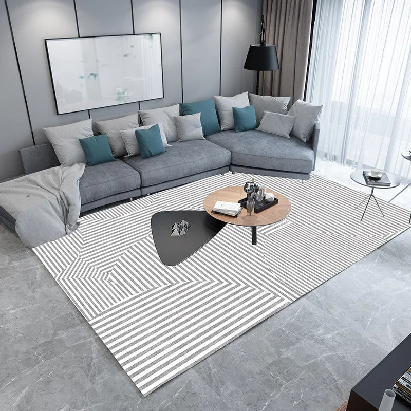 Modern Fashion Carpet Simple Abstract Black/white/Gray Lattice Carpets for Living Room Bedroom Area Rugs Home Antiskid Floor Mat