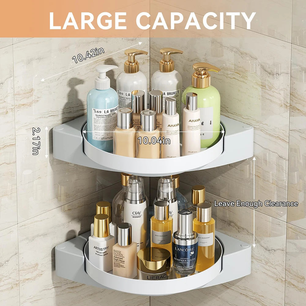 360° Rotating Shower Organizer Shelves Bathroom Corner Storage Shelves Waterproof Wall Shelf Free Punching Shower Caddy Rack