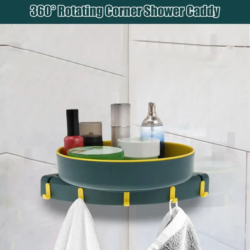 Corner shower holder creative corner shower shelf 360 degree rotating small bathroom shower shelf kitchen organizer rack