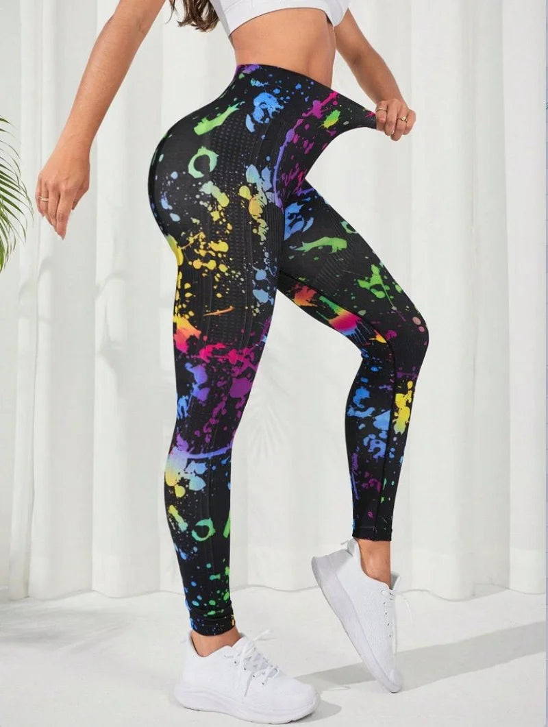 New 3D Print Tie Dye Sports Pants Women Seamless  Leggings High Waist Fitness Push Up Leggings Gym Clothing Workout Tights