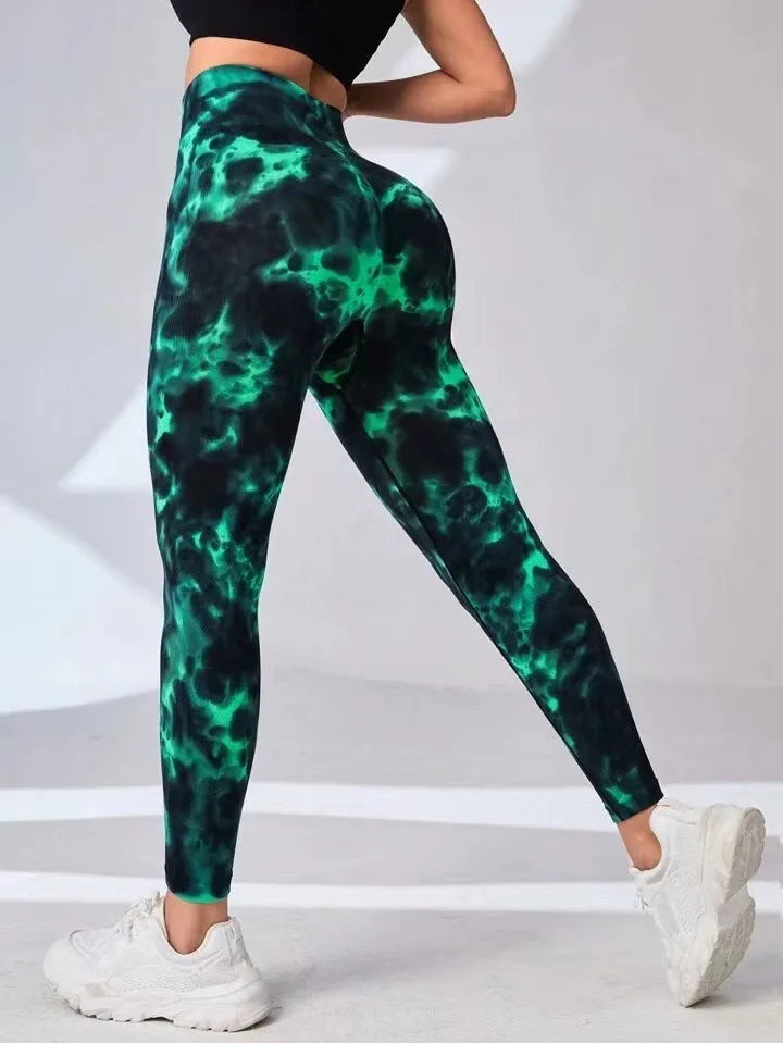 New 3D Print Tie Dye Sports Pants Women Seamless  Leggings High Waist Fitness Push Up Leggings Gym Clothing Workout Tights