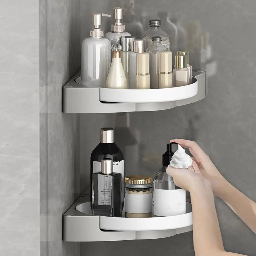 Toiletry Storage Rack Shower Organizer Shelf 360-degree Rotatable Bathroom Corner Storage Shelf for Easy for No-drill