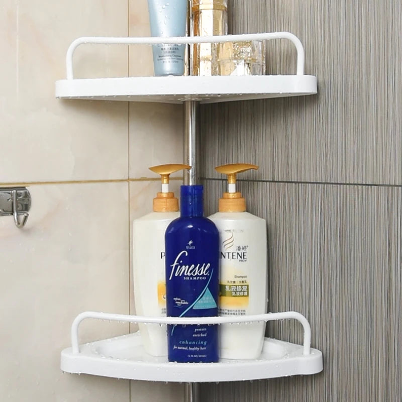 Bathroom Corner Shower Caddy Tension Pole Rust Proof Telescopic Rod 4 Tier Storage Rack Shower Organizer Modern Design