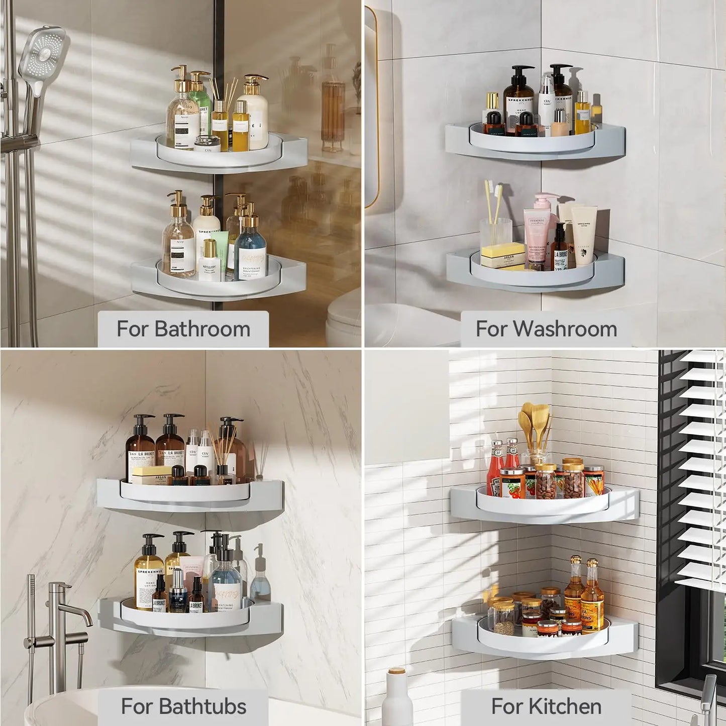 Shower Caddy Corner, 360° Rotate Shower Organizer Shelves, Shower Lazy Susan Organizer Turntable for Bathroom Storage