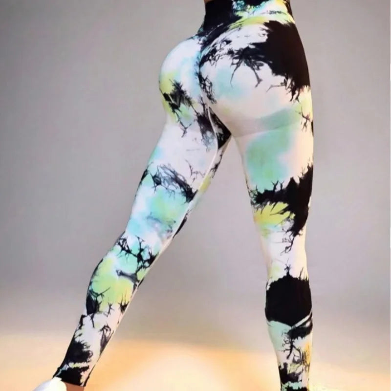 New 3D Print Tie Dye Sports Pants Women Seamless  Leggings High Waist Fitness Push Up Leggings Gym Clothing Workout Tights